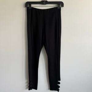 Carmen Marc Valvo Leggings Twist Ankle Detail Black PP NWT